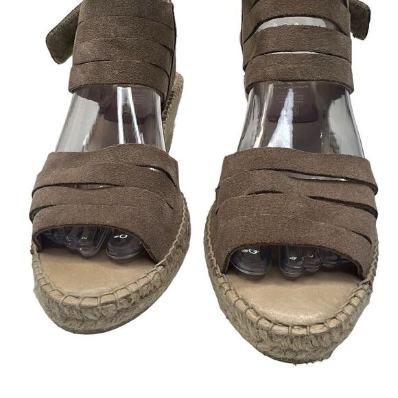 Kanna Tan Suede Espadrilles Wedge Sandals Size 9.5 41 Ankle Strap - Picture 3 of 11